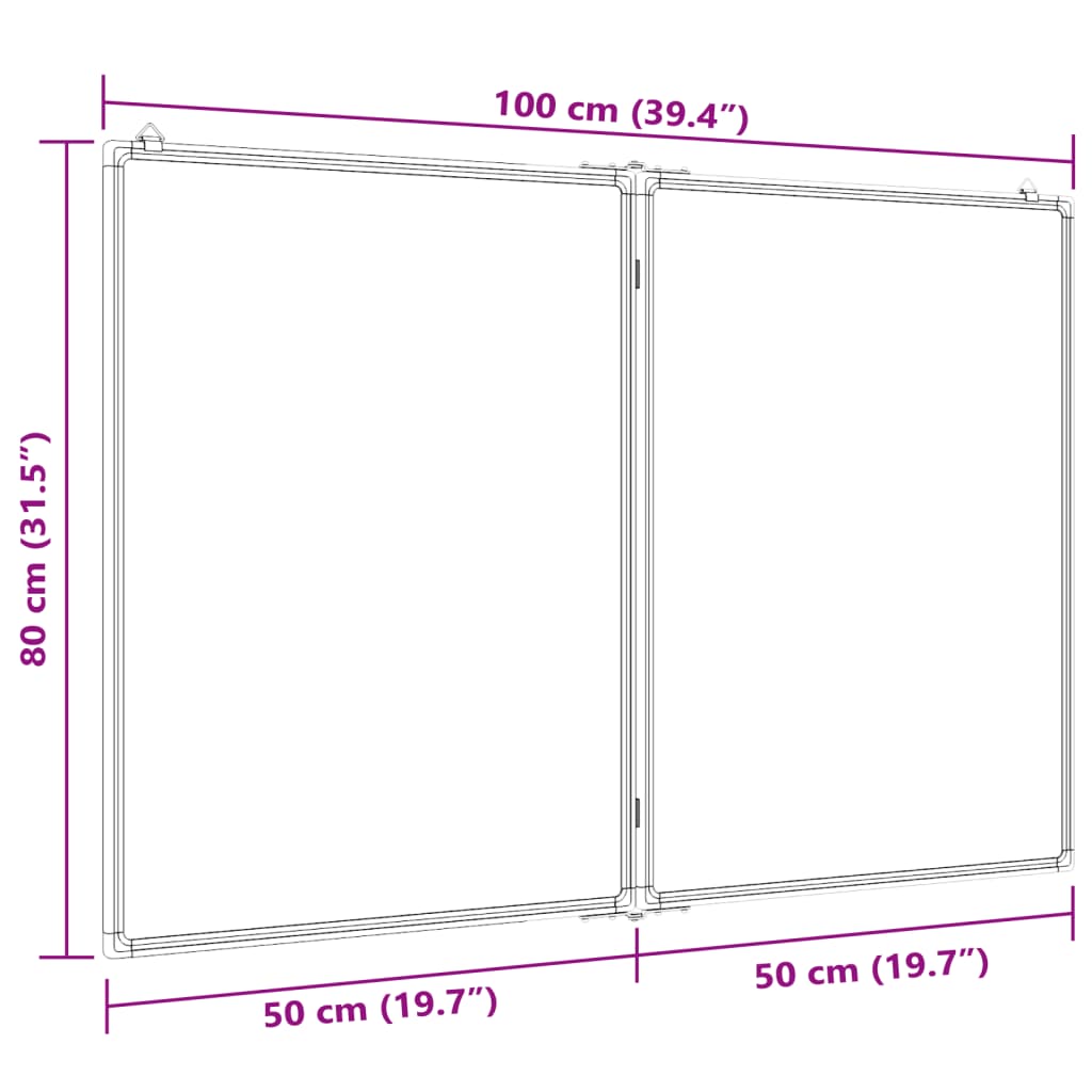 Whiteboard Magnetisch Inklapbaar 100X80X1,7 Cm Aluminium